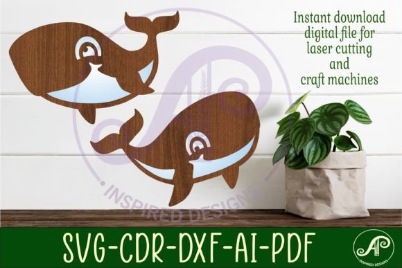 Adorable Whale Laser Cut Design for Crafting
