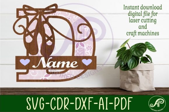 Ballet Shoe Capital Monogram Letter D: Elegant Design