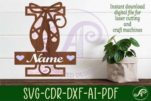 Ballet Shoe Capital Monogram Letter I SVG Cut File