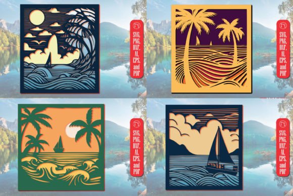 Coastal Summer SVG Bundle for 3D Wall Art Projects