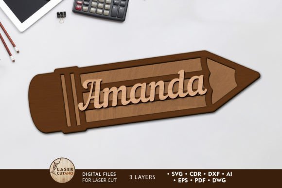 Decor Pencil Layered Laser Cut Template