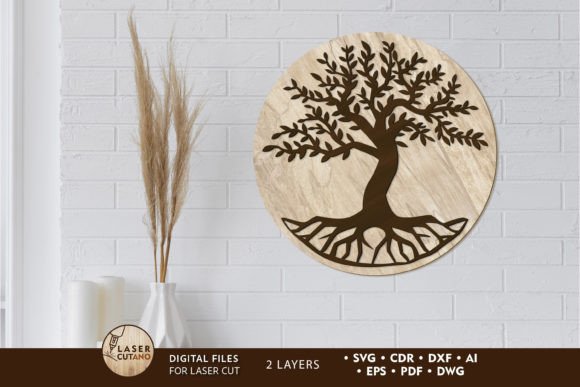 Decorative Tree Wall Panel Template for Laser Cut Art