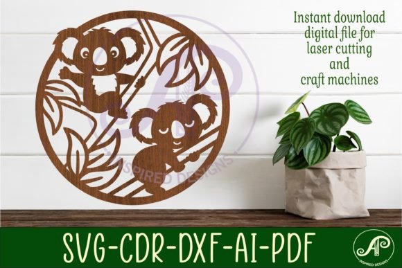 Koala Wall Art Sign SVG File for Laser Cutting