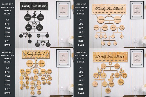 Laser Cut Wall Family Board SVG Set