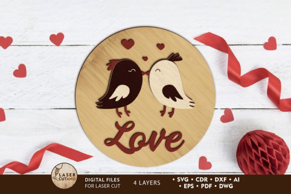 Love Birds Wall Panel: A Layered Cut File for Home Decor