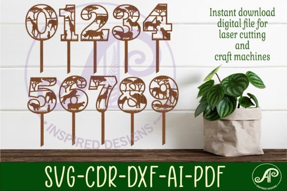 Safari Animal Number Cake Toppers SVG for Wild Celebrations