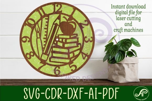 Teacher Wall Clock Laser Cut Template for Creative Projects